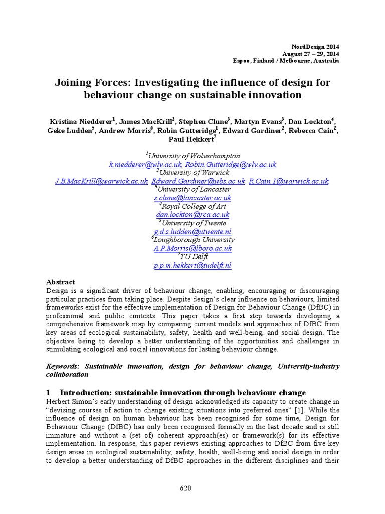 Design for Behaviour Change Framework | PDF | Behavior | Intention