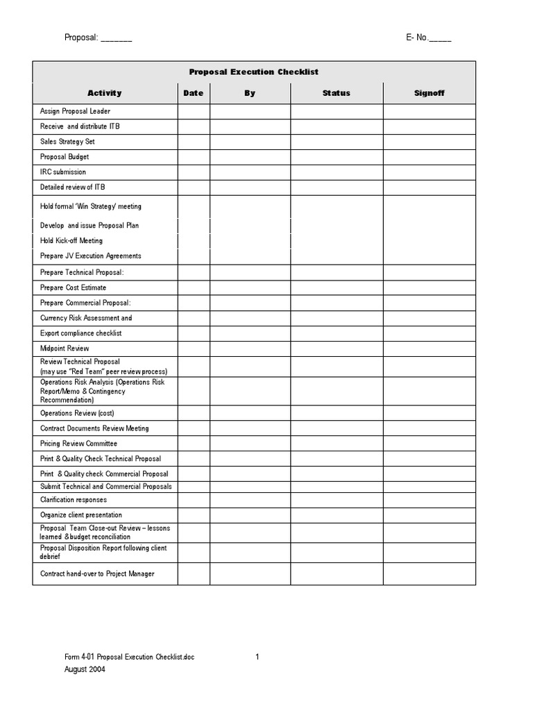 4 01 Proposal Execution Checklist PDF | PDF | Finance & Money Management