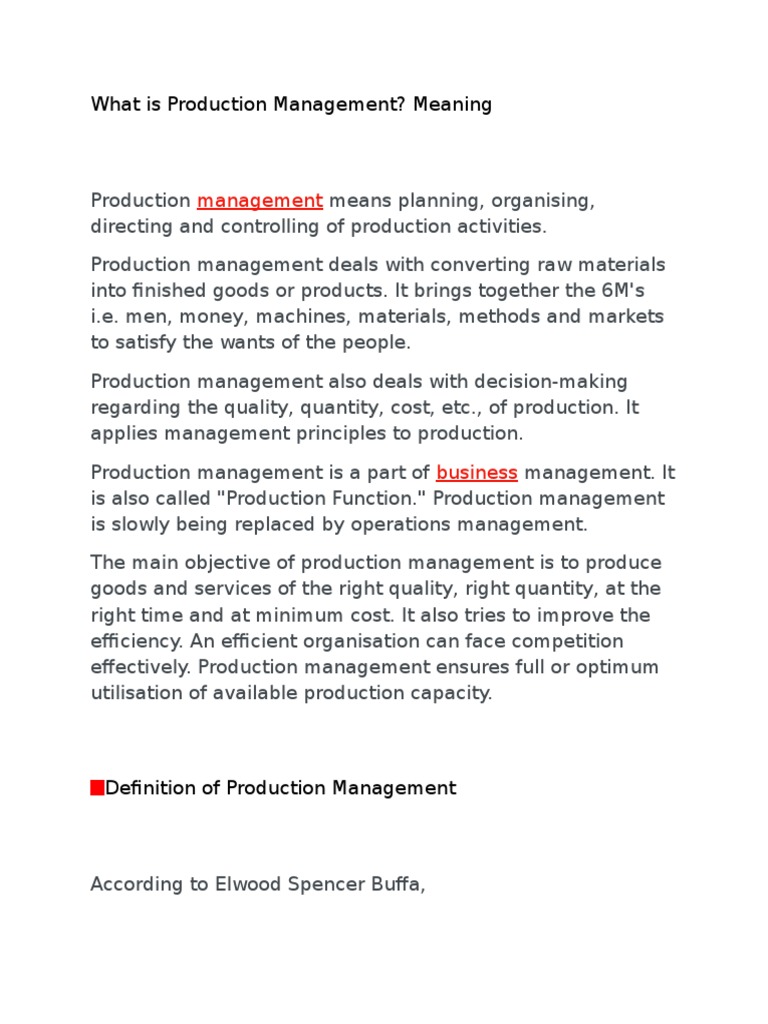 What Is Production Management? Meaning | PDF | Profit (Accounting) | Design