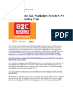 (New Research) B2C Marketers Need To Give Content Marketing Time
