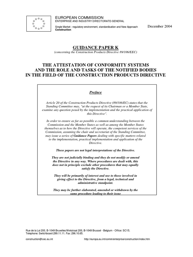 Guidance on the Attestation of Conformity Systems and the Role of