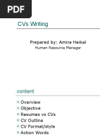 Cvs Writing: Prepared By: Amira Heikal