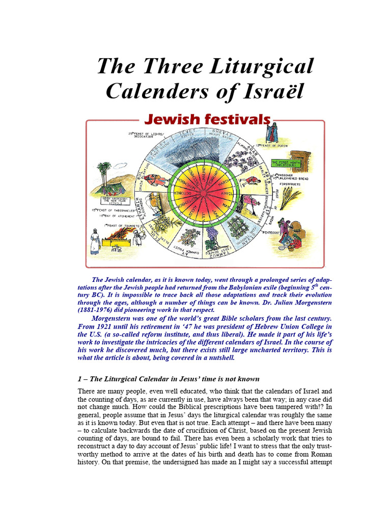 The Liturgical Calendars of Israel Hubert Luns PDF Rosh