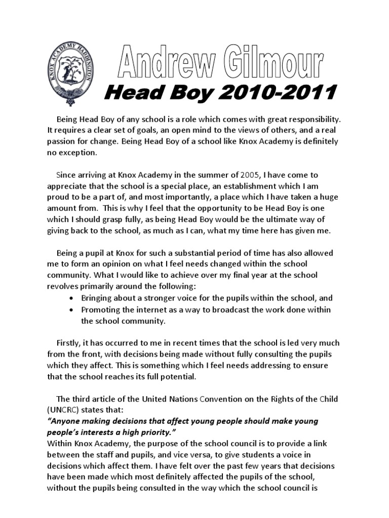 head boy application letter