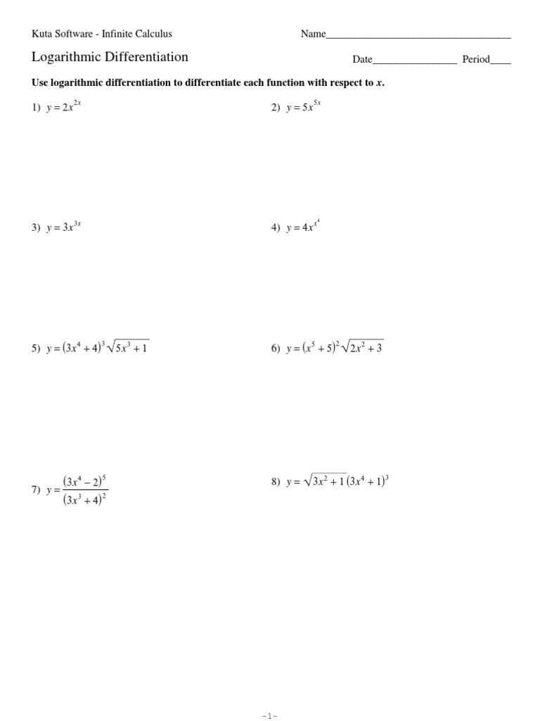 03 - Logarithmic Differentiation PDF | PDF | Differential Calculus ...