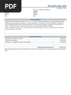 3047 Marion Job Estimate