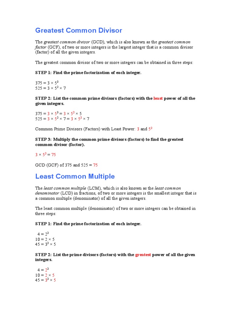 Greatest Common Divisor | PDF
