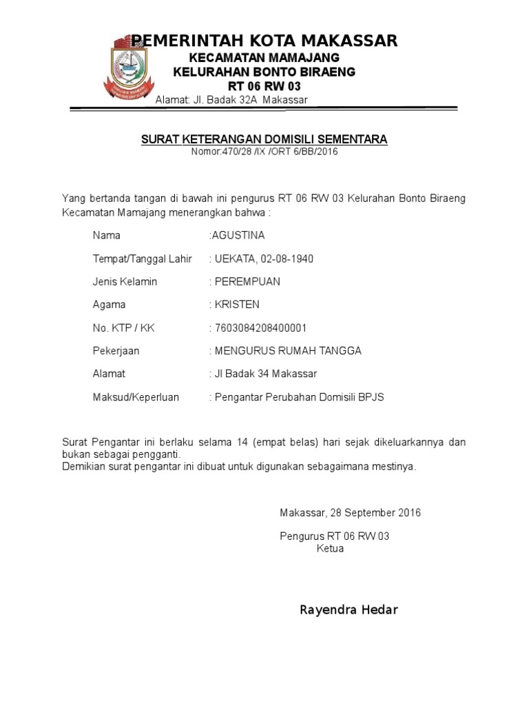 Surat Keterangan Domisili