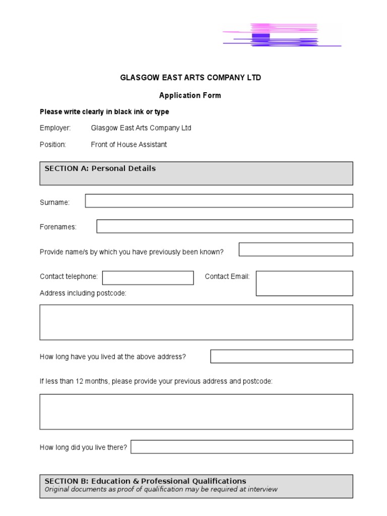 GEAC FoH Assistant Application Form 2016 | PDF | Disability | Social ...