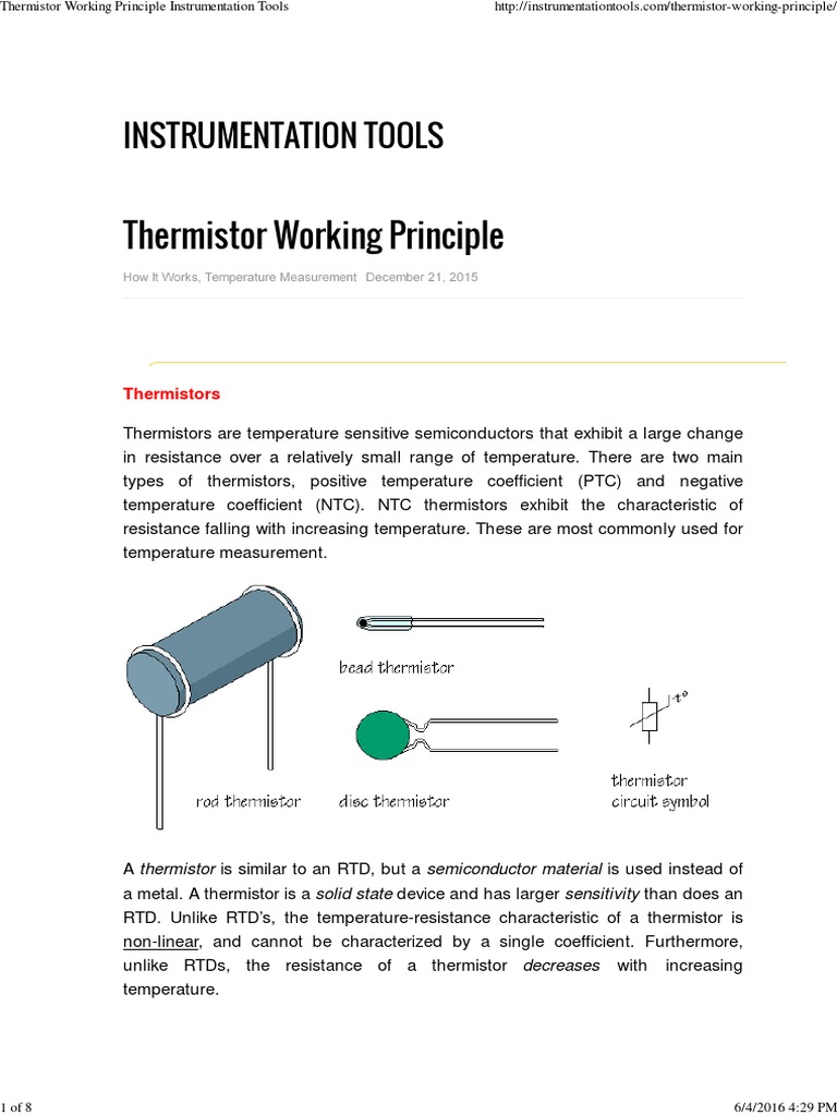 Thermistor Working Principle Instrumentation Tools Electrical