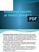 Sistemul Vocalic Al Limbii Române