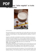 Como Fazer Leite Veg e Ricota Veg