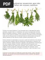 10 Ervas Culinárias Essenciais Que Não Devem Faltar Em Nossas Cozinhas