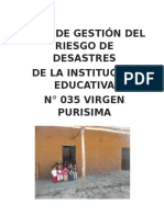 Plan de Gestión Del Riesgo de Desastres de La Institución Educativa 2015