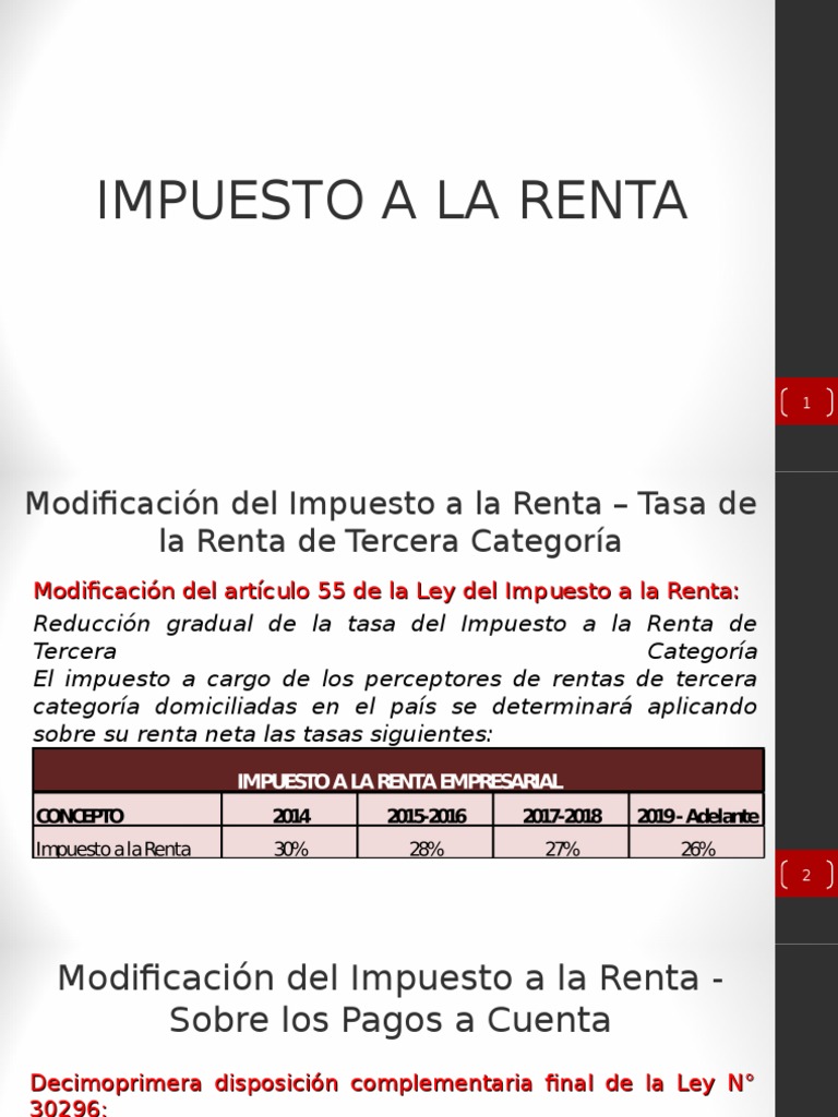 Modificaciones del Impuesto a la Renta | PDF | Impuesto sobre la renta ...
