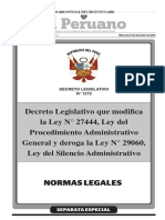 D. L. #1272 Modifican Ley de Procedimiento Administrativo General y Deroga Ley Del Silencio Administrativo Legis - Pe - PDF