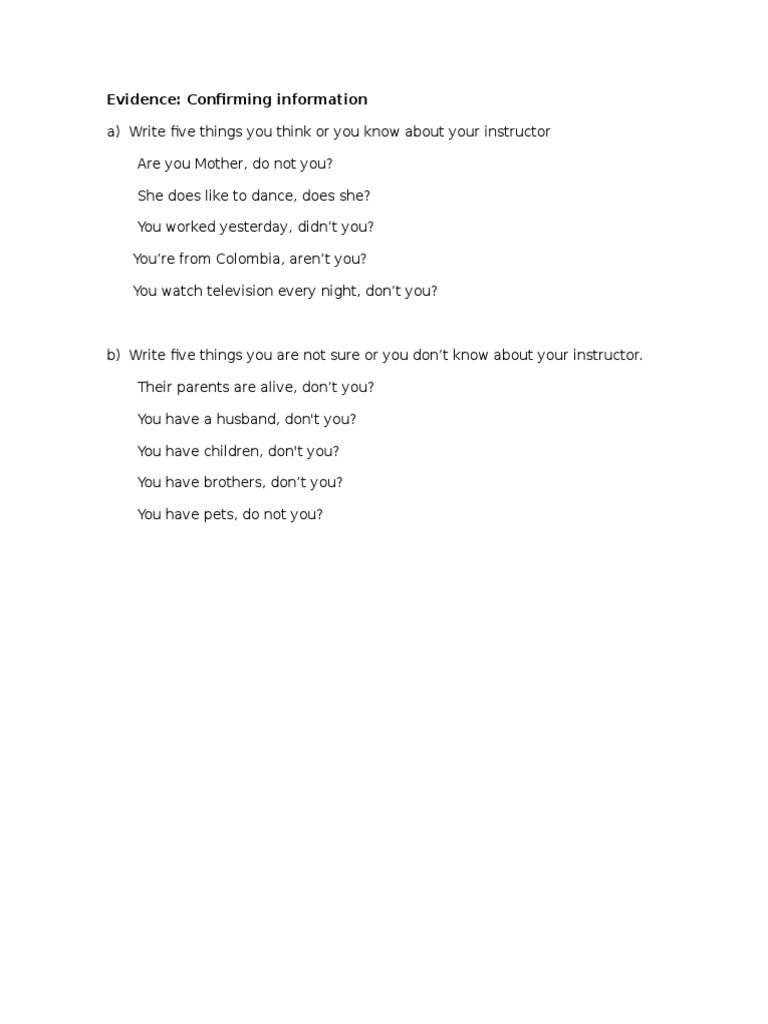 Evidence - Confirming Information | PDF
