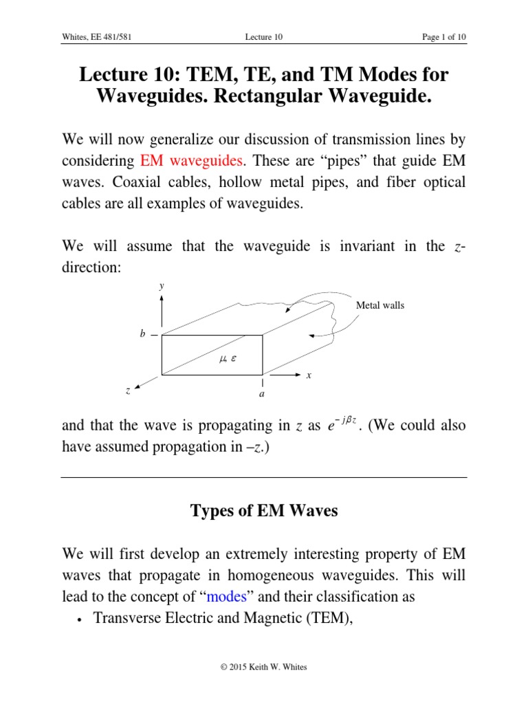 481lecture10 PDF | PDF | Waveguide | Physical Phenomena