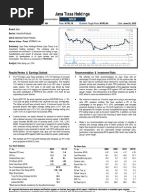 Jaya Tiasa Holdings Board Sector Gics Securities Research Standard Poor S