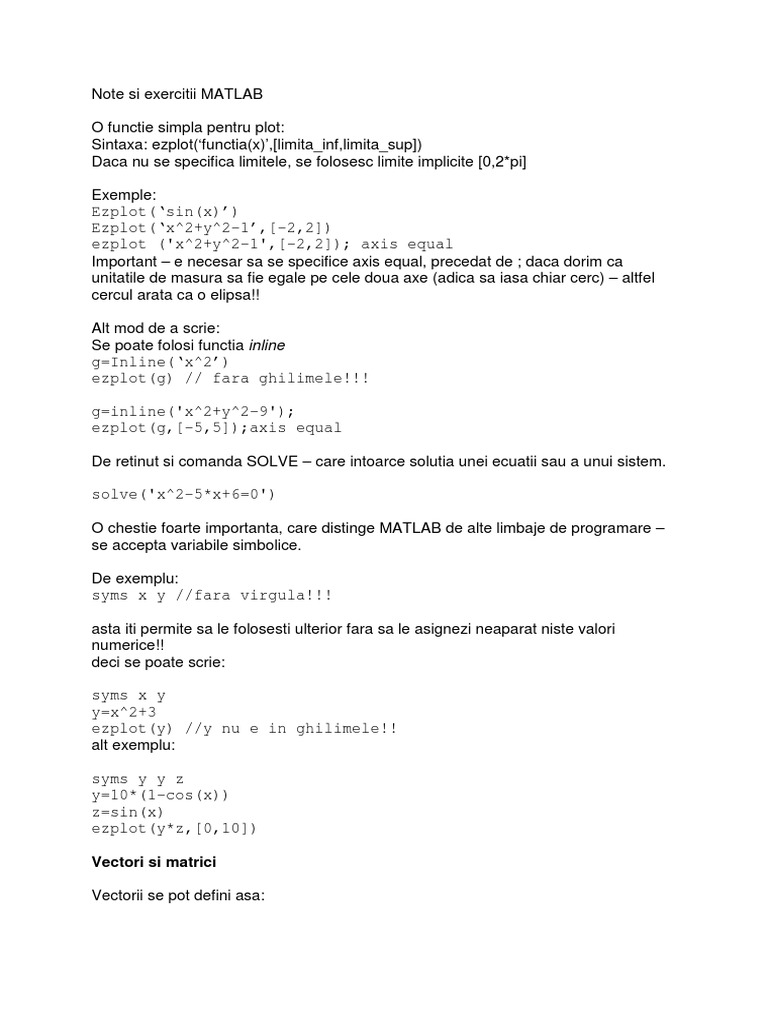 Matlab Exercises | PDF