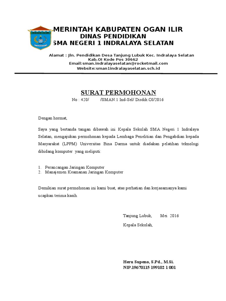 Contoh Surat Permohonan Pengubahsuaian Pejabat