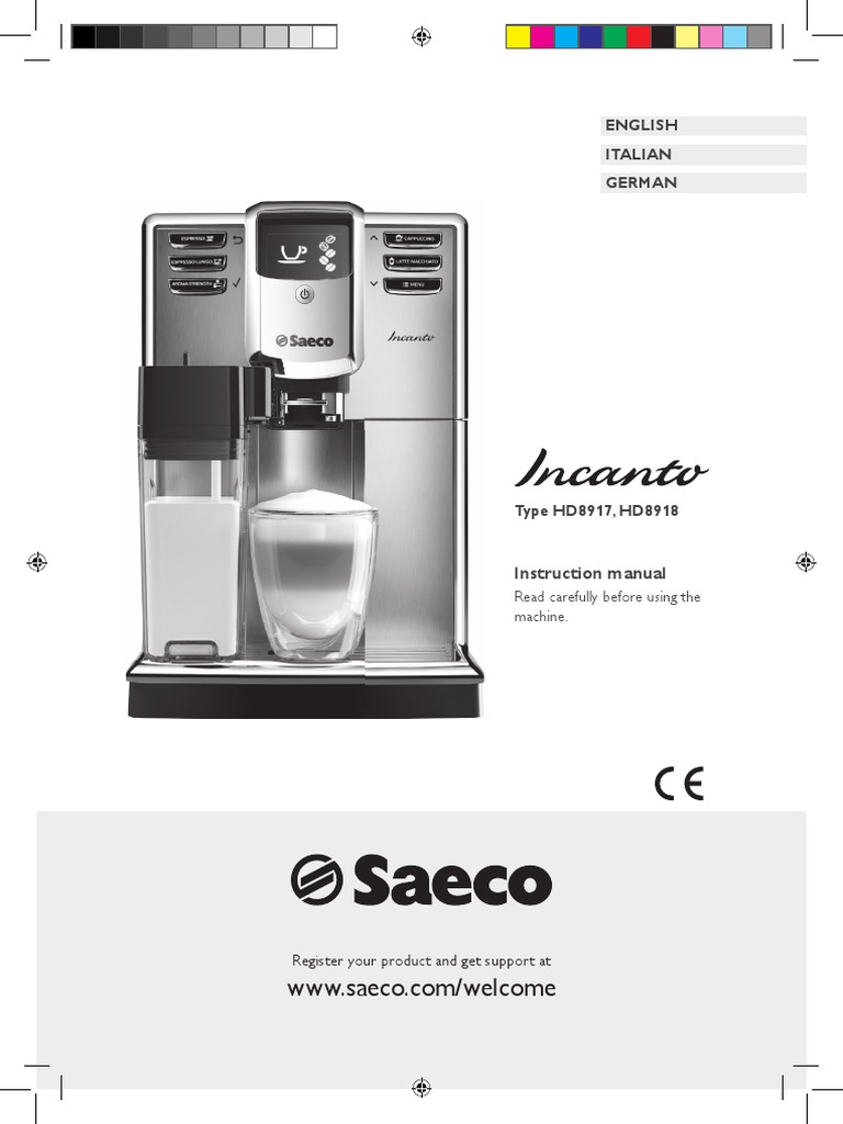 Manuale Istruzioni Saeco Incanto HD8917, HD8918 Coffee Ac Power