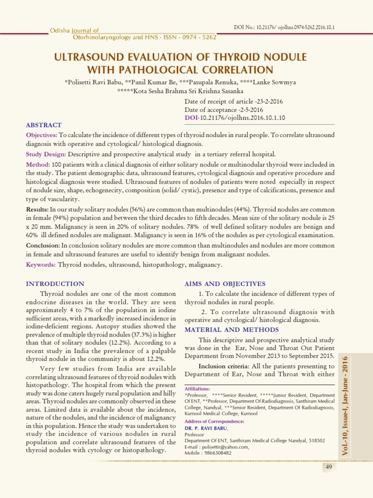 10.ultrasound Evaluation of Thyroid Nodule | PDF | Thyroid | Cytopathology