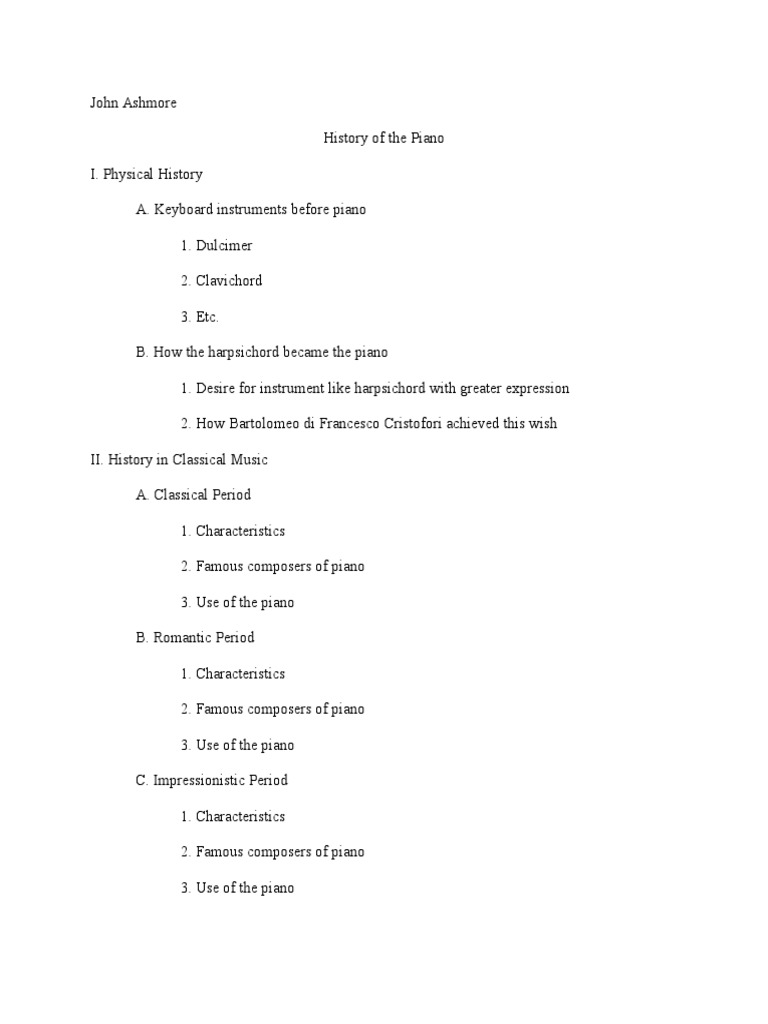 History of The Piano Outline | PDF | Art