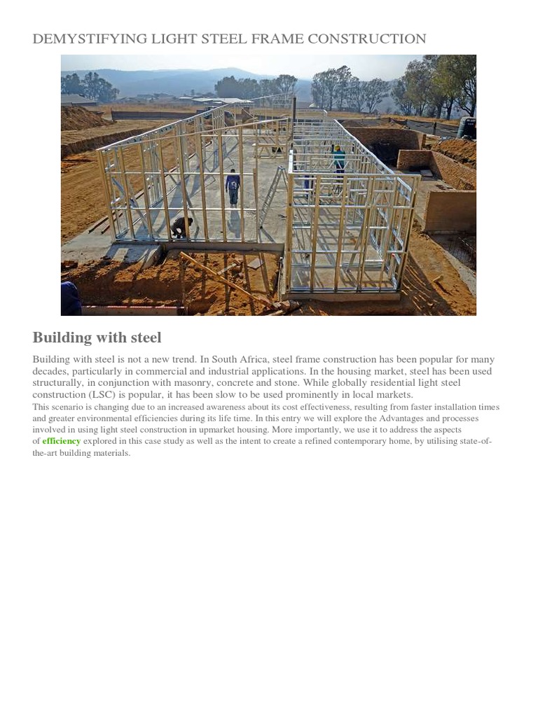 Light Steel Frame Construction Benefits | PDF | Framing (Construction ...