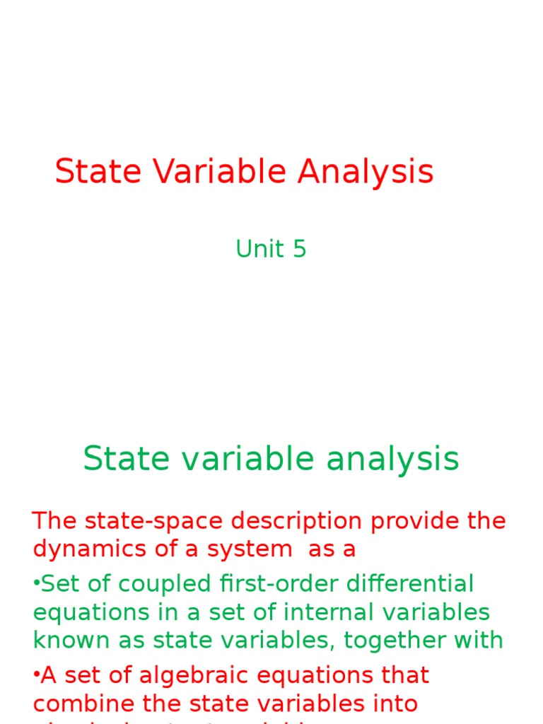 State Variable Analysis in Control Systems | PDF | Systems Science ...