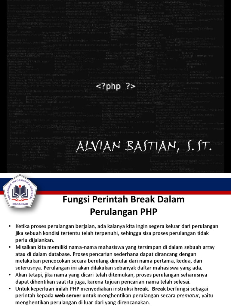 Fungsi Perintah Break dan Continue PHP | PDF | Komputer
