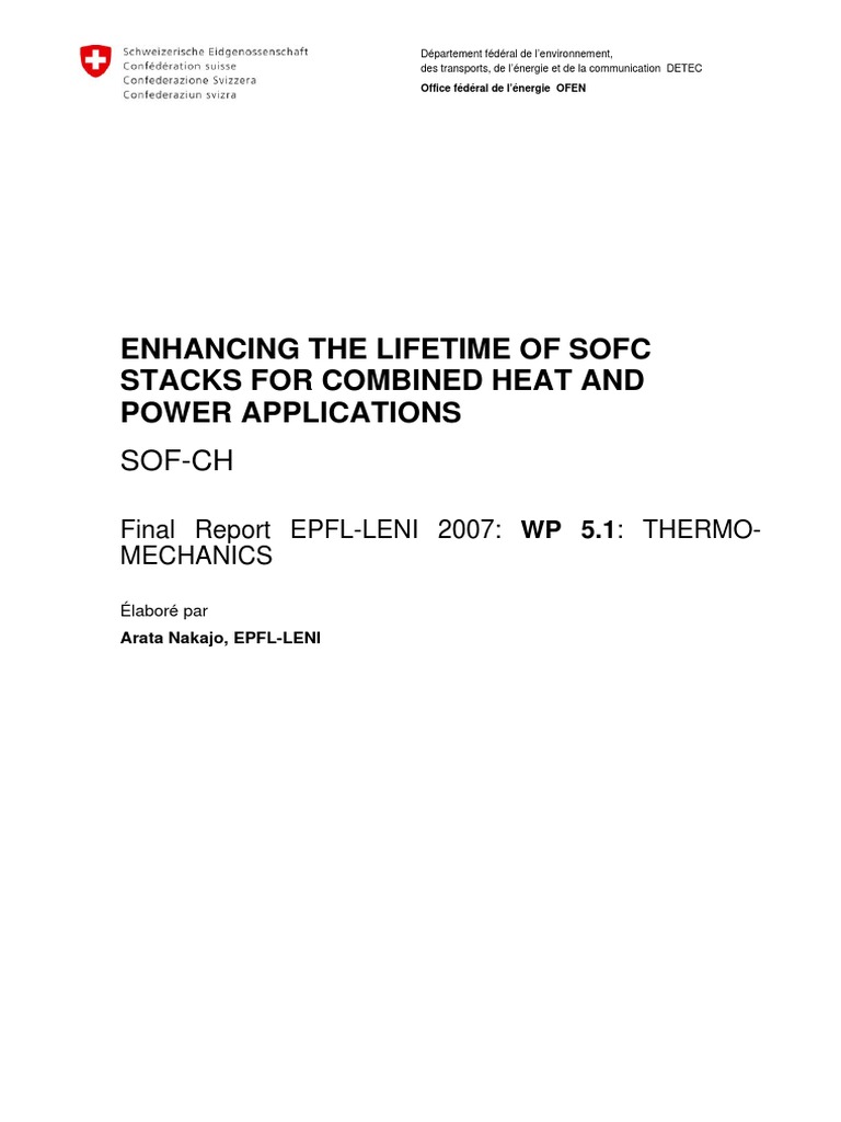 Enhancing The Lifetime of Sofc Stacks For Combined Heat and Power ...