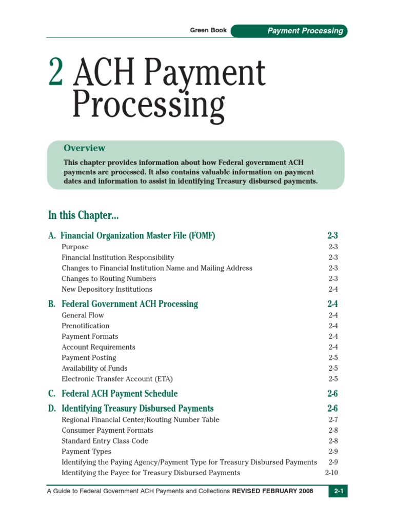 ACH Payment Processing: in This Chapter.. | PDF | Automated Clearing ...