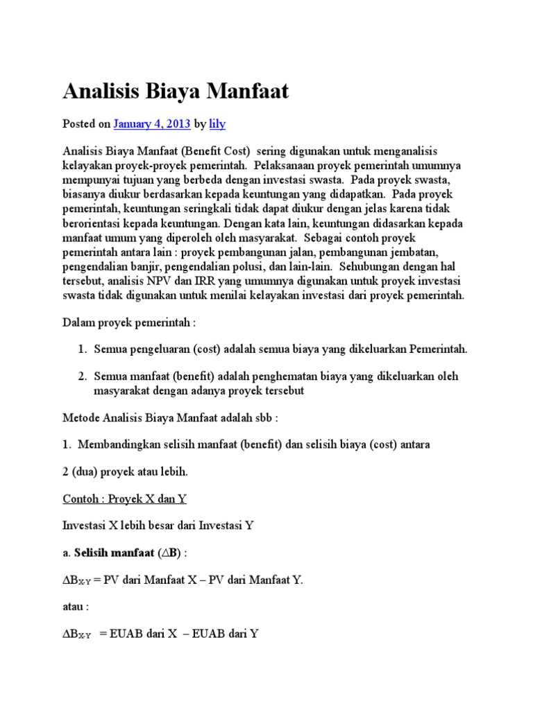 analisis biaya manfaat