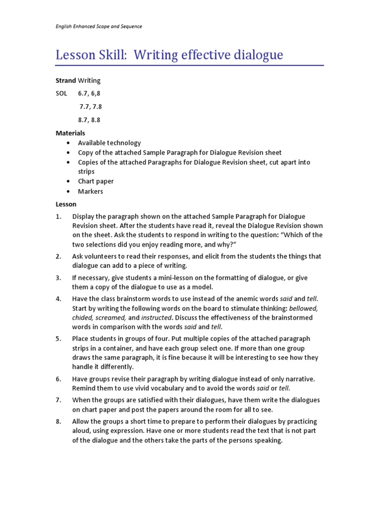 Writing Engaging Dialogues for Kids | PDF | Dialogue | Leisure