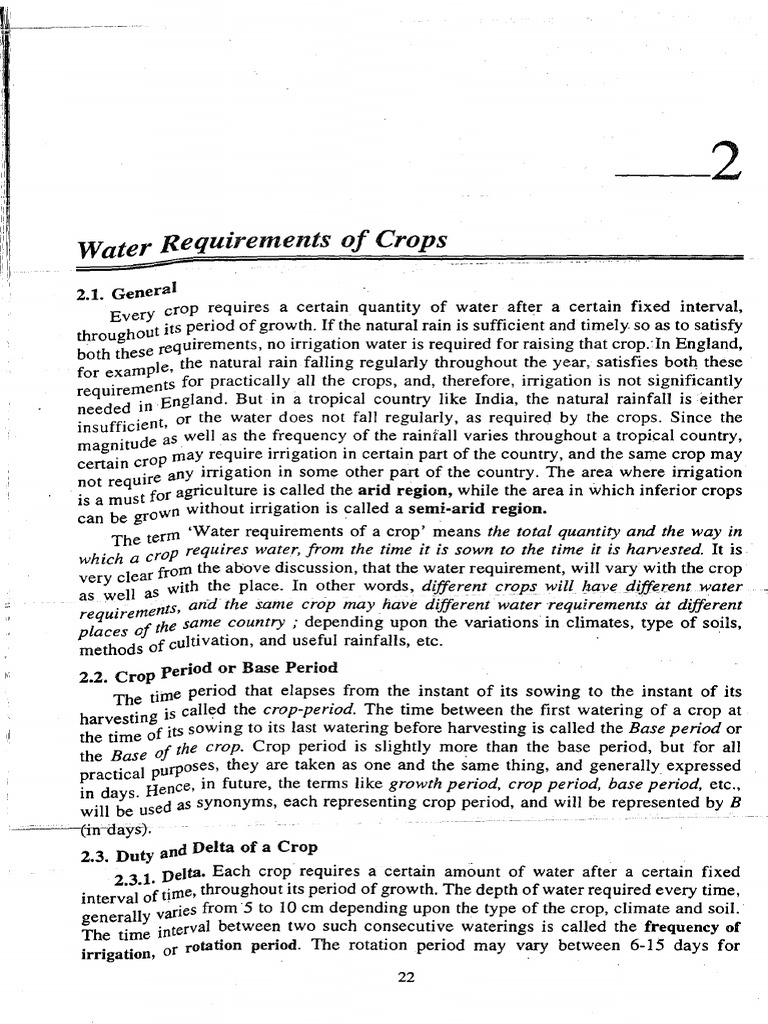 2 - Water Requirements of Crops | PDF | Crop Rotation | Evapotranspiration