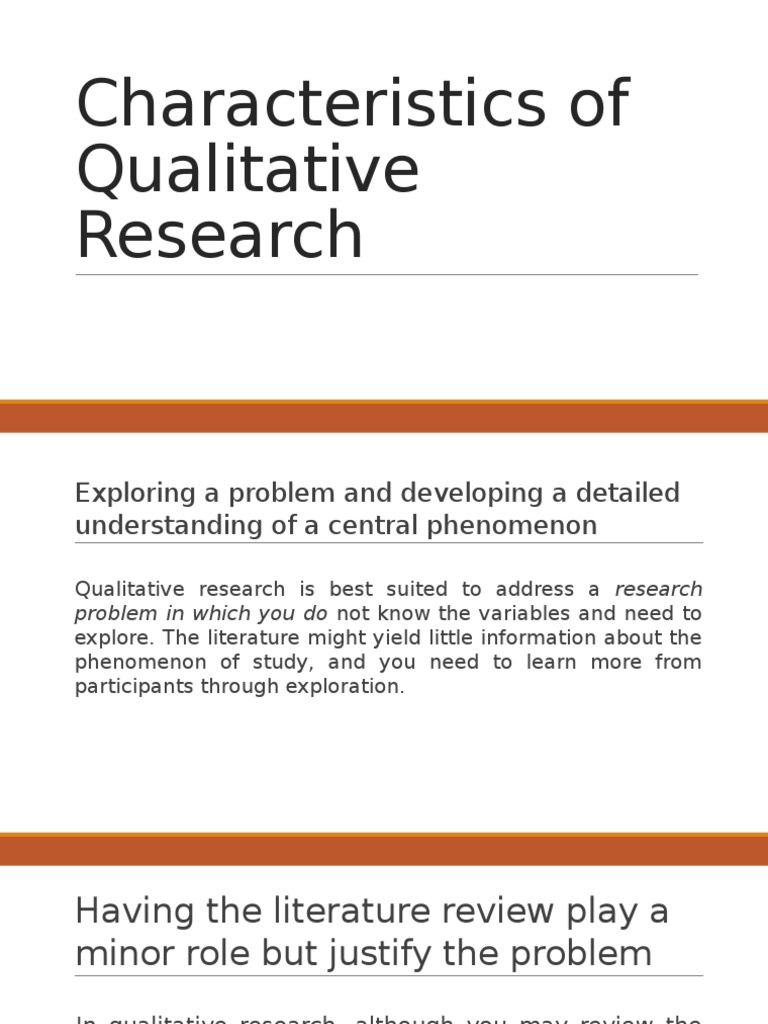 Characteristics of Qualitative Research Qualitative Research Data