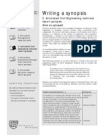 Writing A Synopsis: 3. Annotated Civil Engineering Technical Report Synopsis