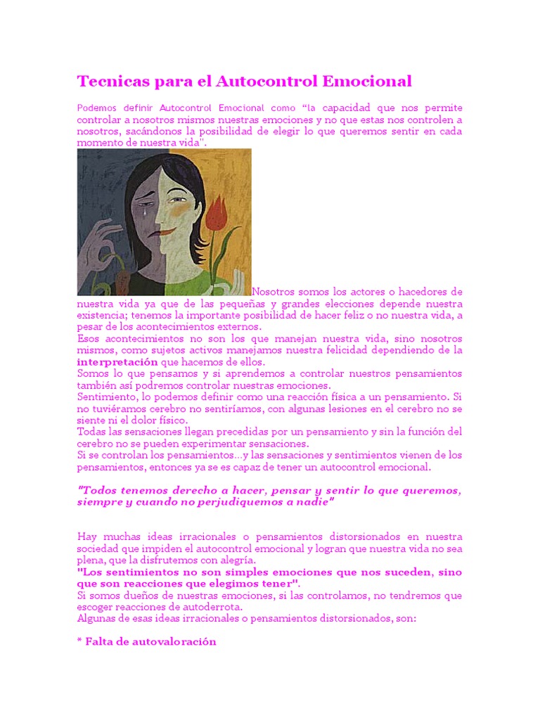 Tecnicas para El Autocontrol Emocional | PDF | Amor | Las emociones