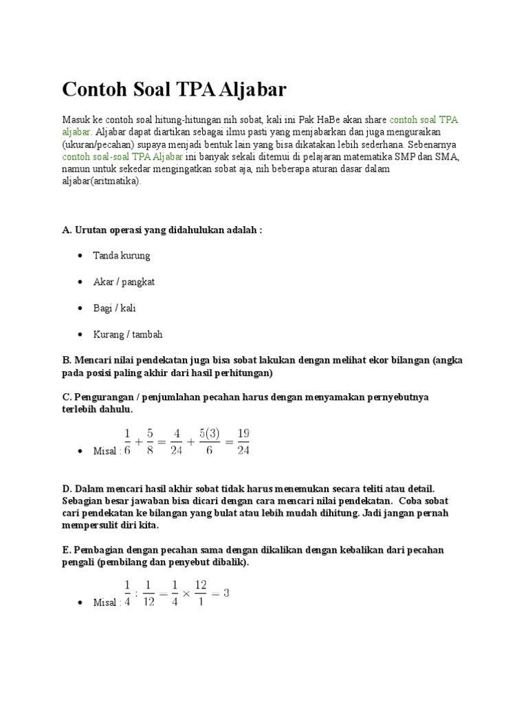 Contoh Soal Tpa 2016