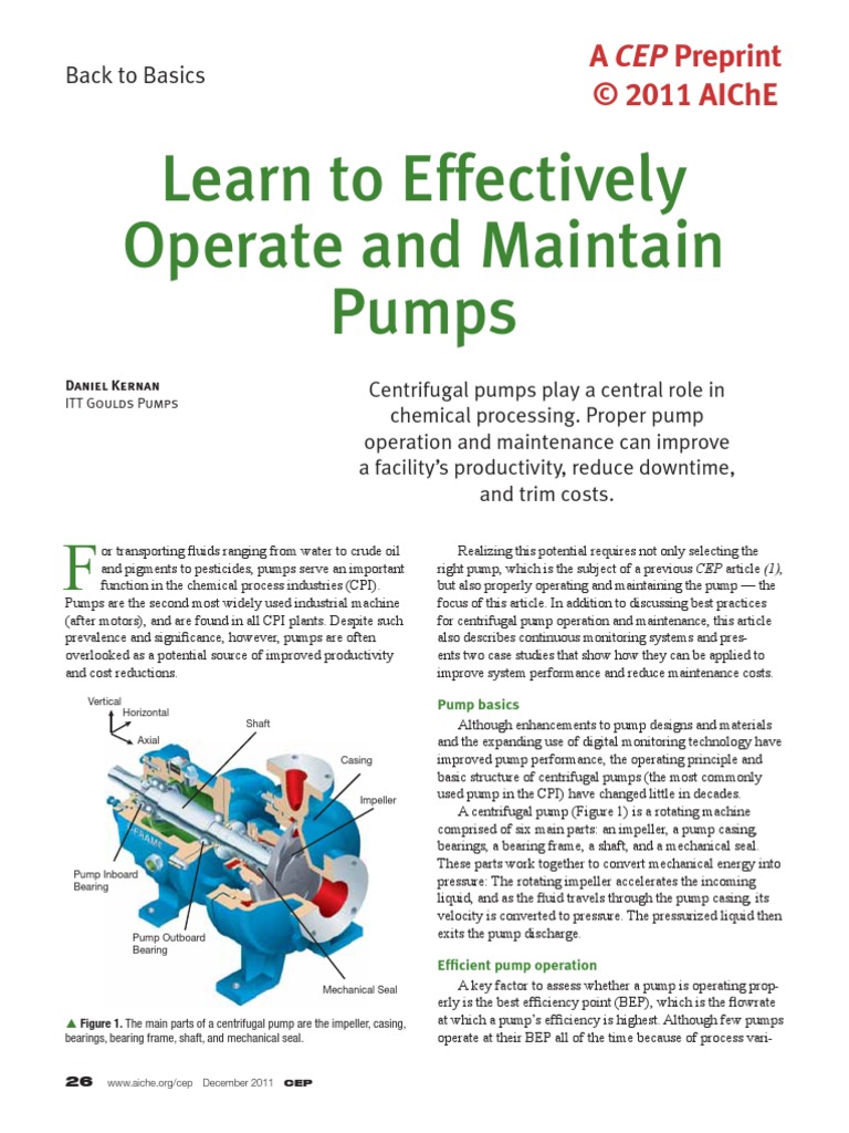 Learn To Effectively Operate and Maintain Pumps. CEP, Dec-2011 PDF ...