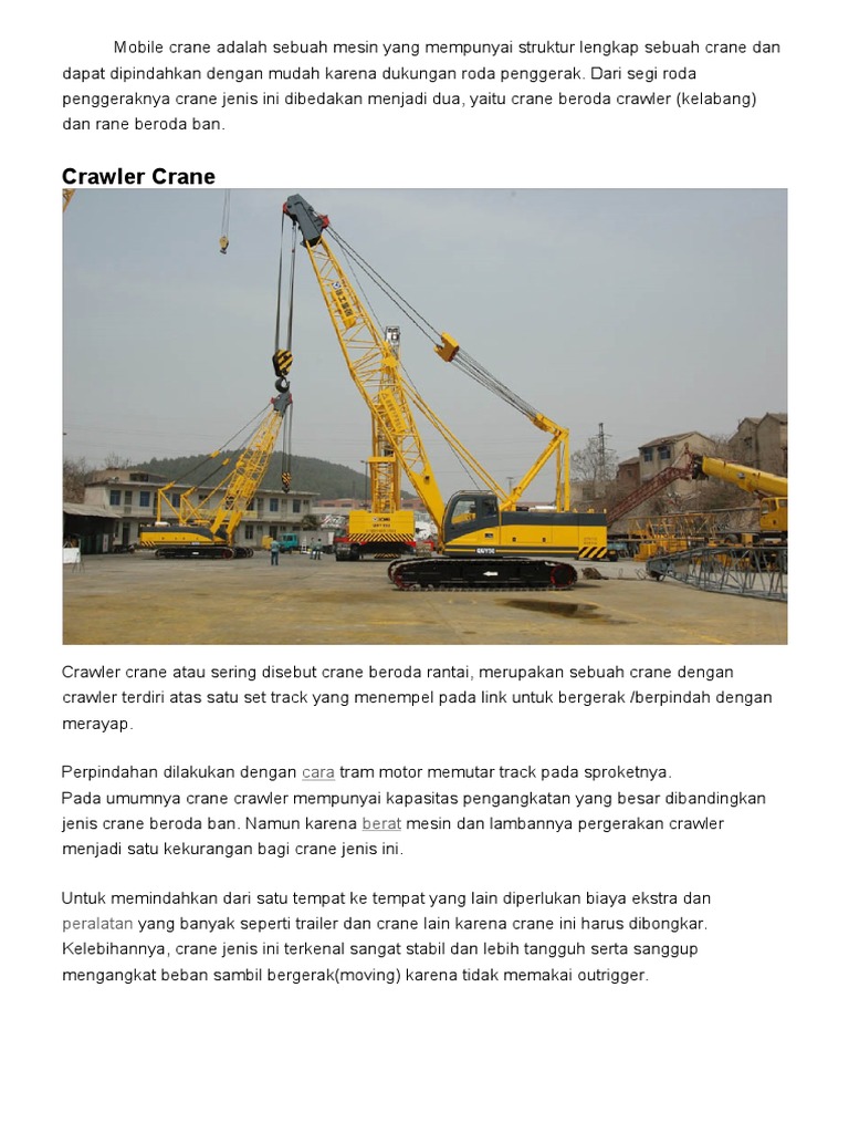 Bagian dan Fungsi Crawler Crane | PDF