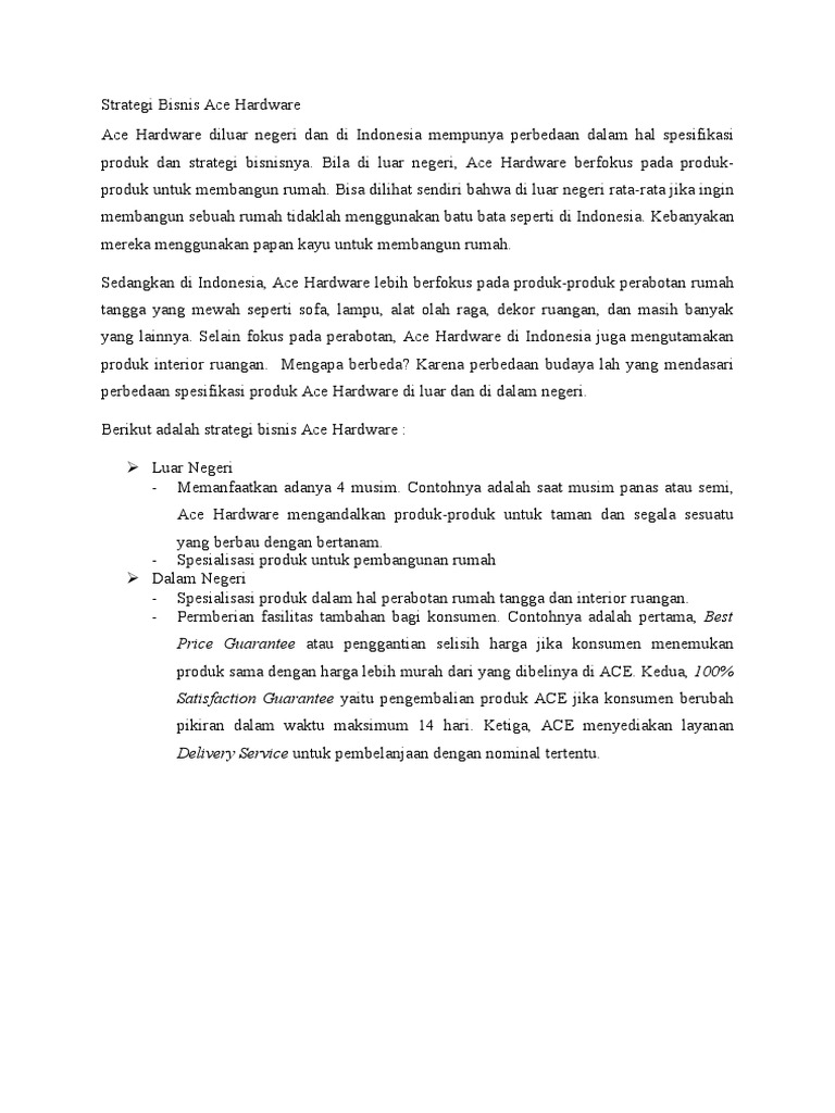Strategi Bisnis Ace Hardware PDF
