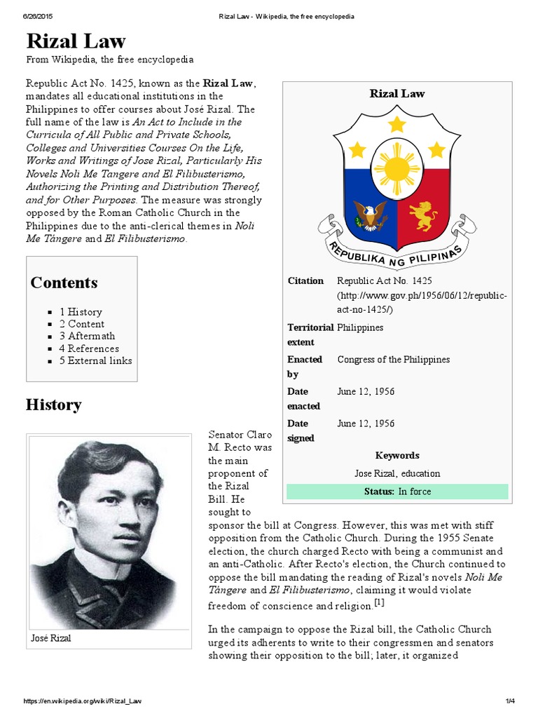Rizal Law Philippines Religion And Belief