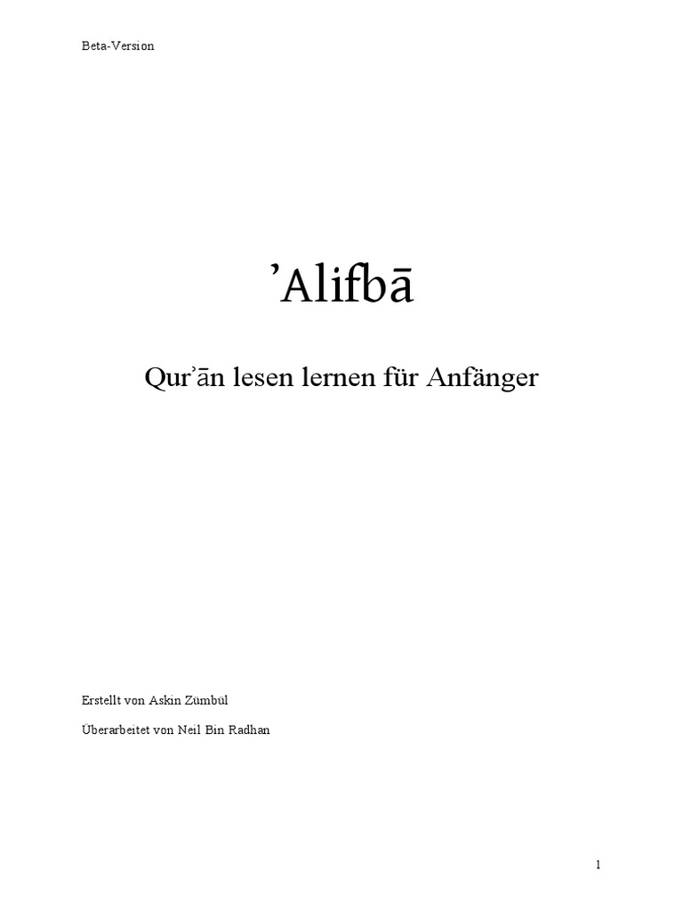 Alif Ba-Qur'an Lesen Für Anfänger