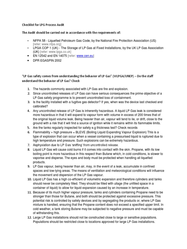 LPG Safety Audit Guide | PDF | Liquefied Petroleum Gas | Propane