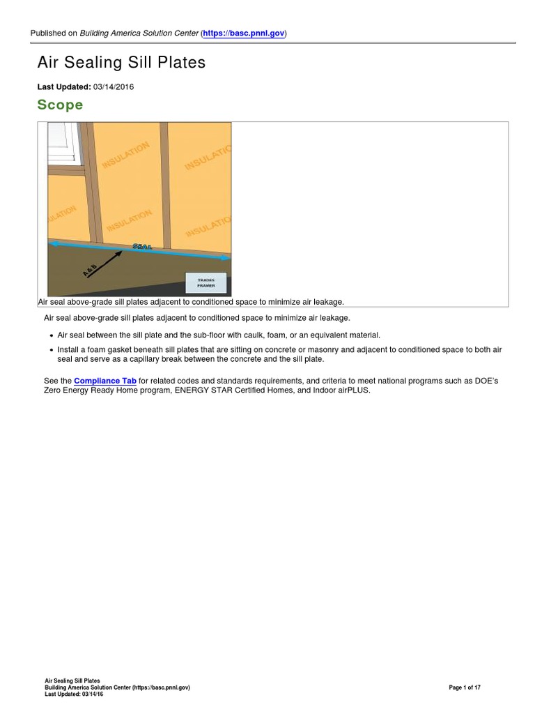 Air Sealing Sill Plates PDF Building Insulation Concrete
