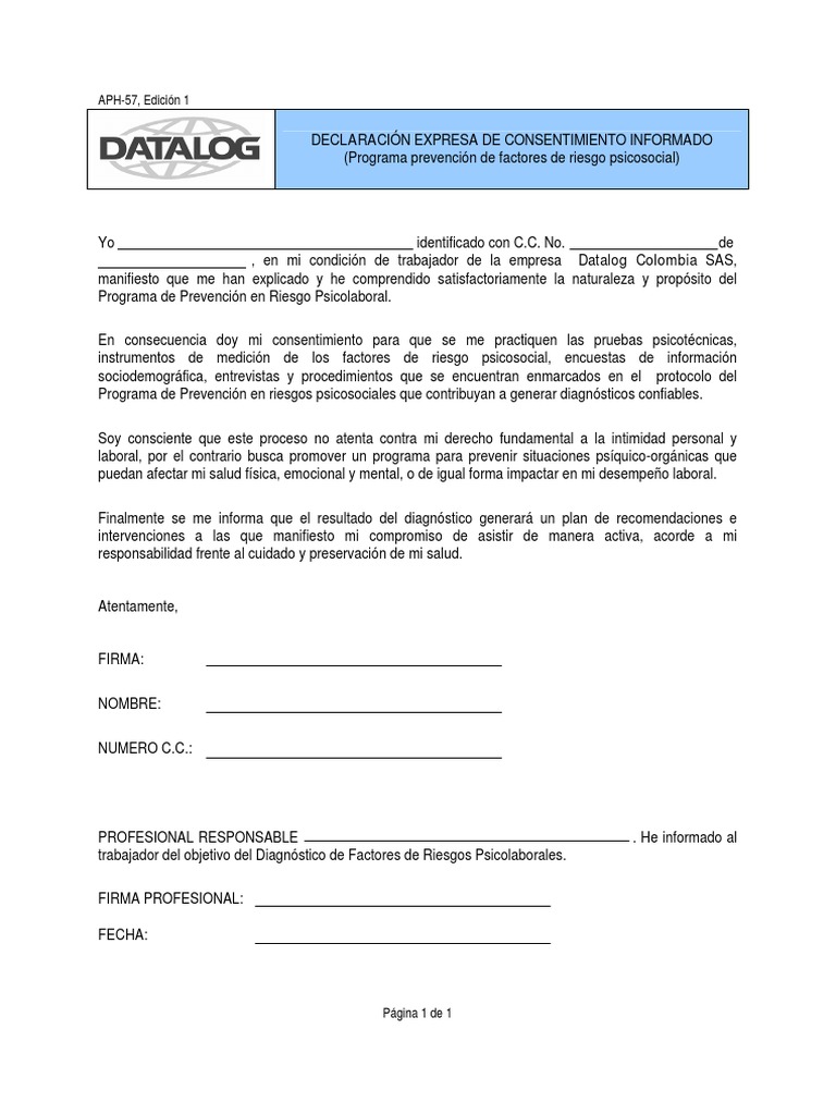 Ejemplo de Consentimiento Informado  PDF