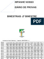 CALENDÁRIO DE PROVAS BIMESTRAIS