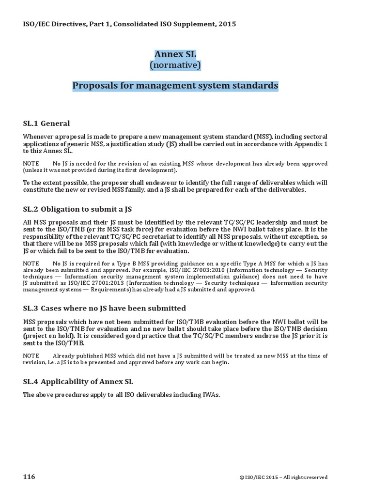 0.1 ISO - IEC Directives Part 1-Annex SL | Download Free PDF ...